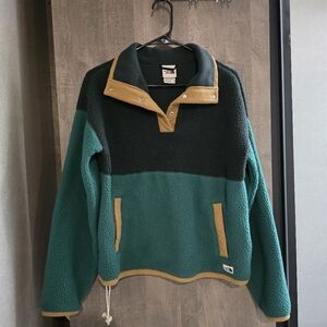 Teal and Tan North Face pullover